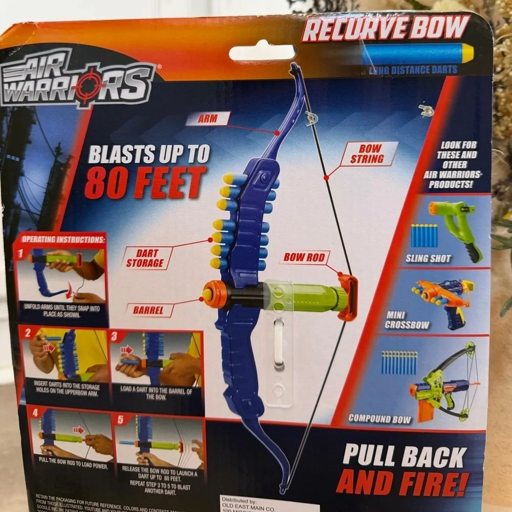 New Children’s Recurve Bow Toy Air Warriors 8-Dart Foam Arrow Dart Game Playset